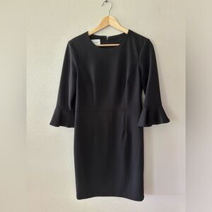 Donna Morgan Kendall Black Sheath 3/4 Bell Sleeve Dress Size 6